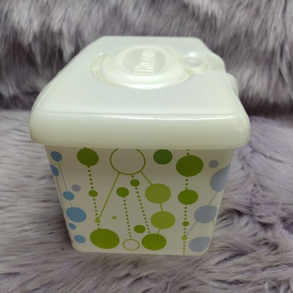 Huggies EMPTY Baby Wipes Dispenser Container Blue Green Circles Pop Up Top - Picture 4 of 8